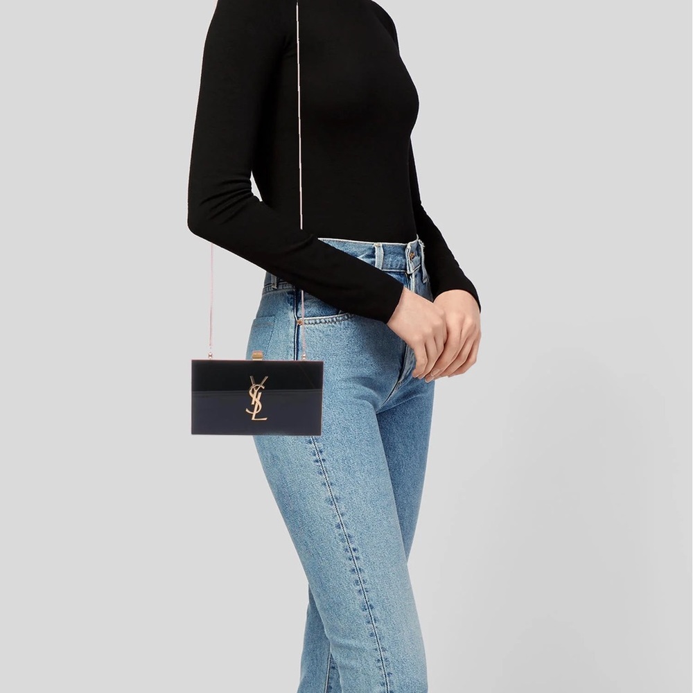 RARE Saint Laurent YSL Tuxedo Box Clutch Minaudière East West